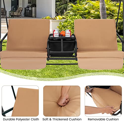 2 Person Porch Swing with Canopy and Cushions H946
