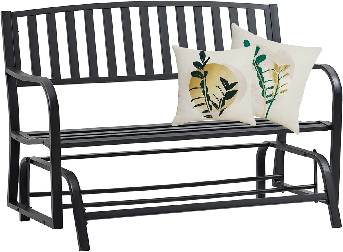 Black Metal Outdoor Glider Bench B1180