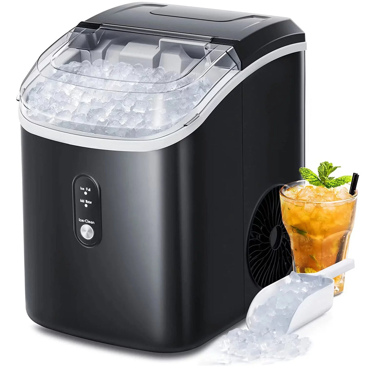 Nugget Ice Maker Countertop with Self-Cleaning Function, 33lbs/24H Chewable Ice, Black T55498