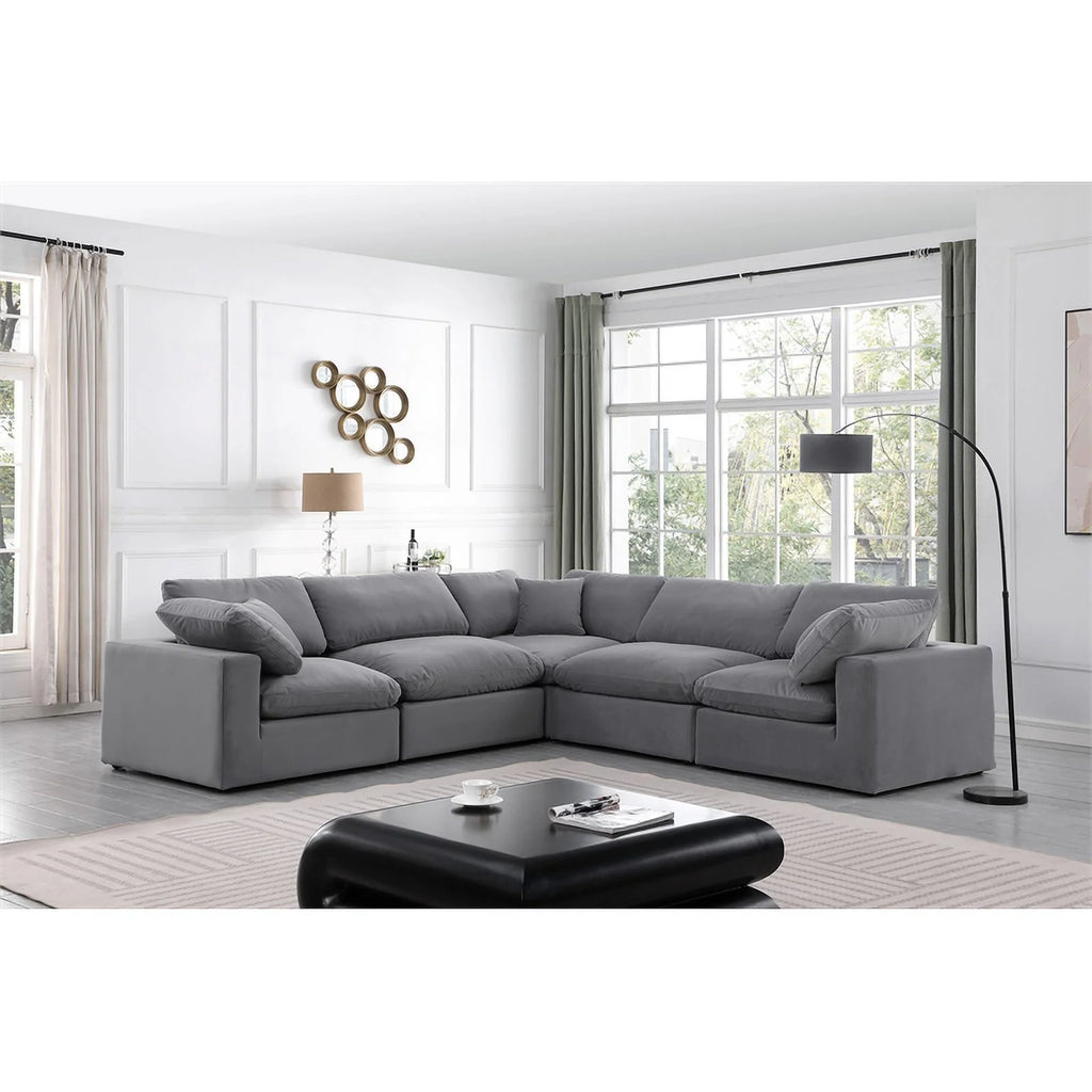 Grey Velvet Modular Sectional J320