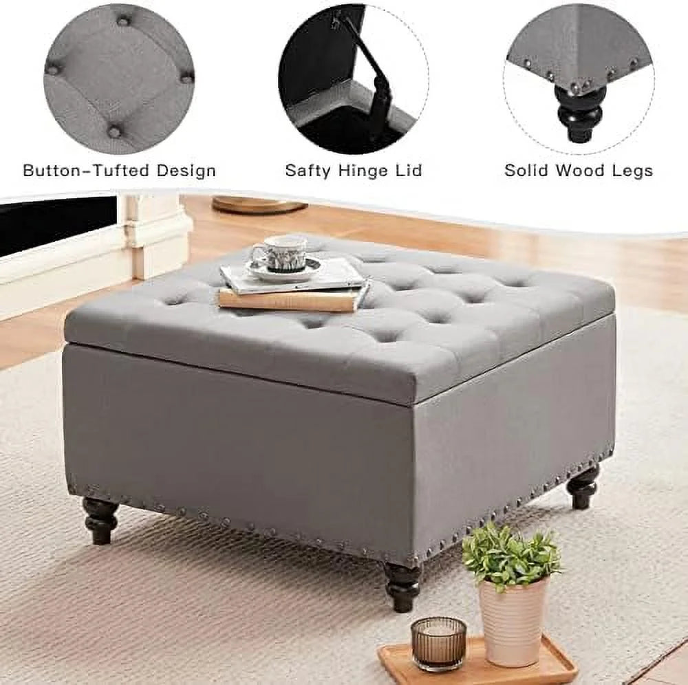 Blue Oversized Tufted Ottoman K41142
