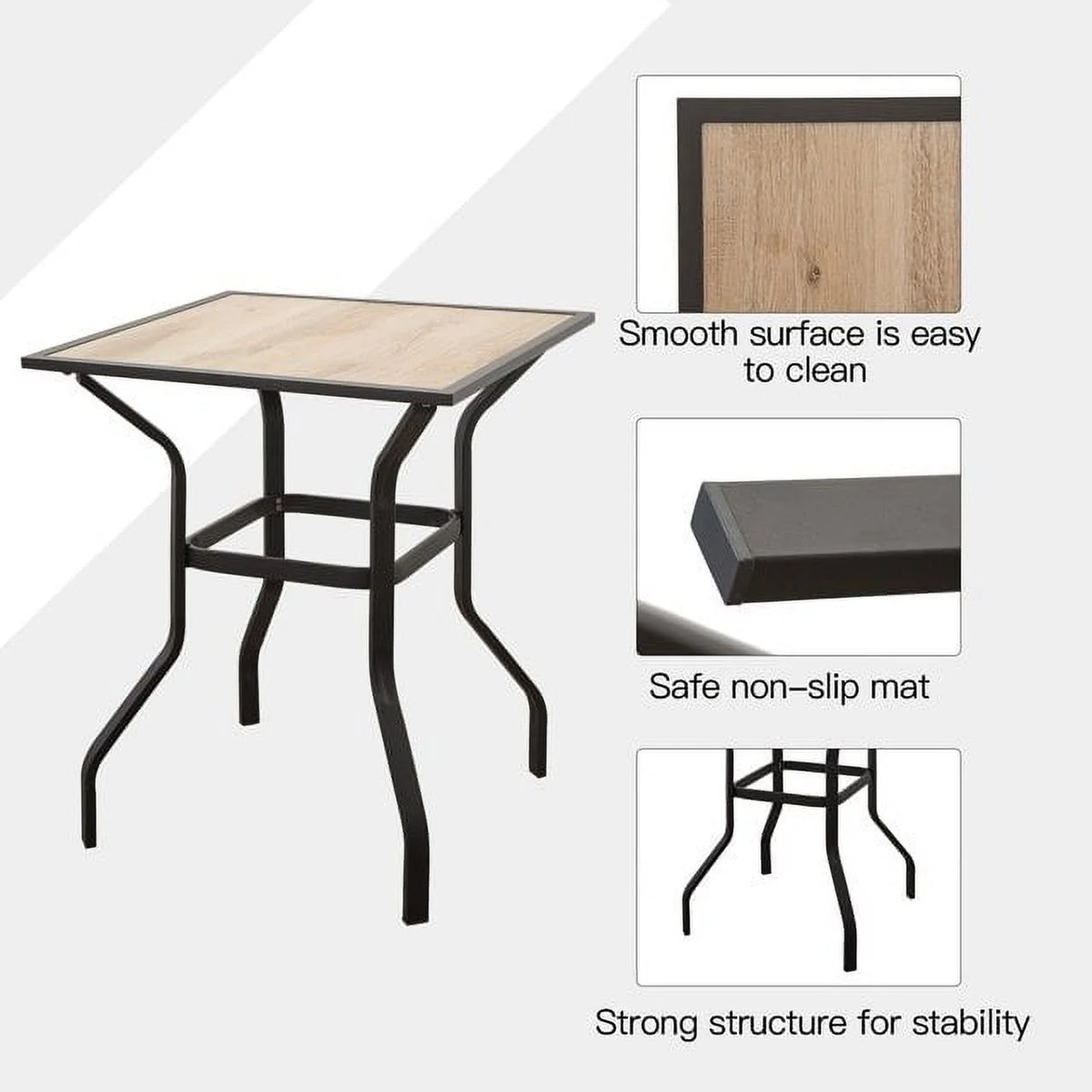3 Piece Swivel Bar Stools and Table Patio Bistro Set O515947
