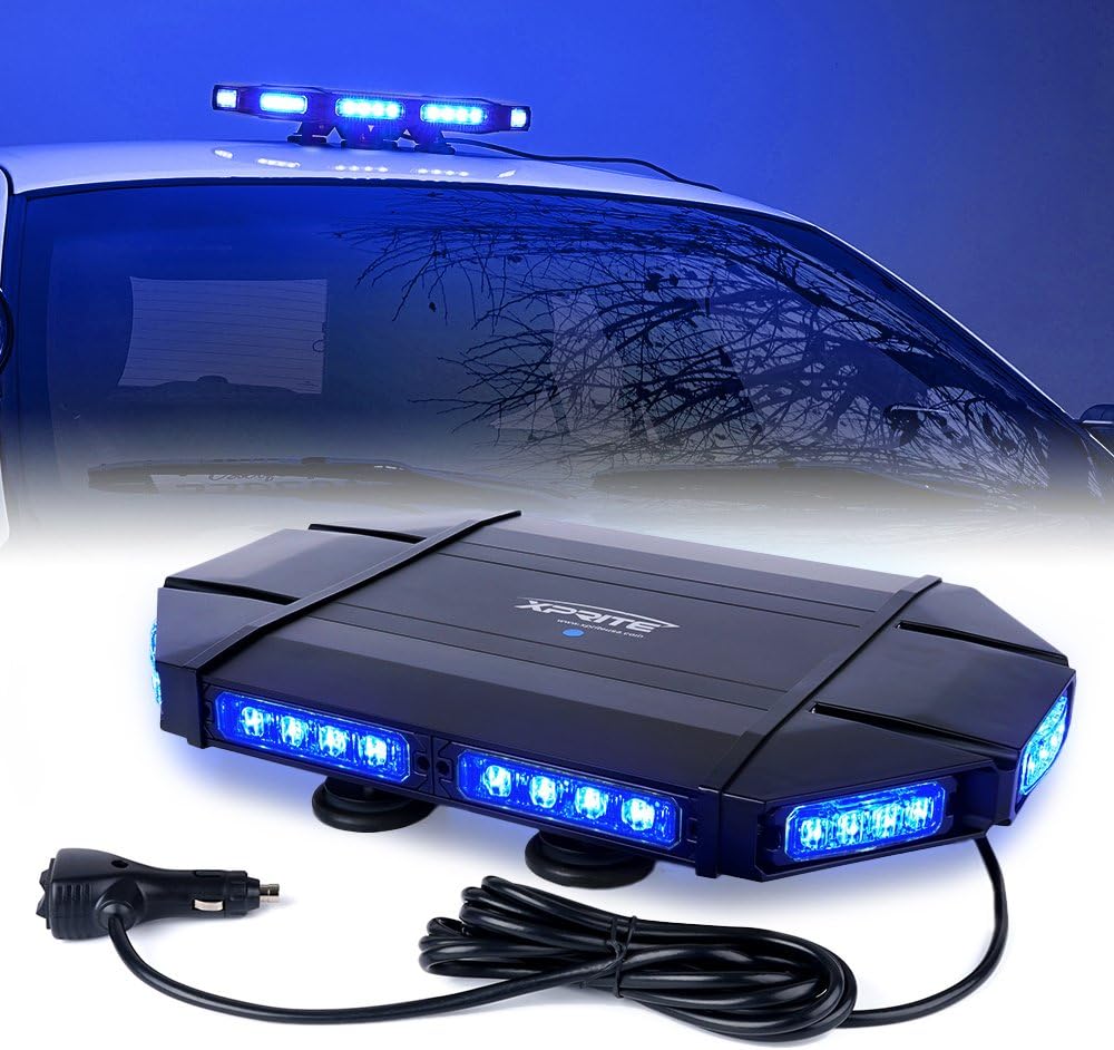 Blue 18 LED Magnetic Mount Emergency Strobe Light Bar U662