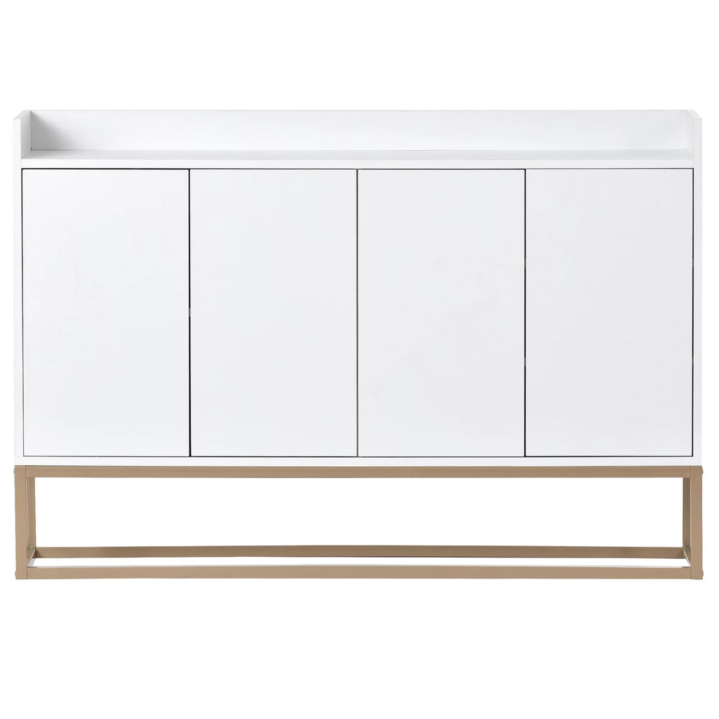 White Wooden Storage Cabinet with Metal Legs and Adjustable Shelves N6733
