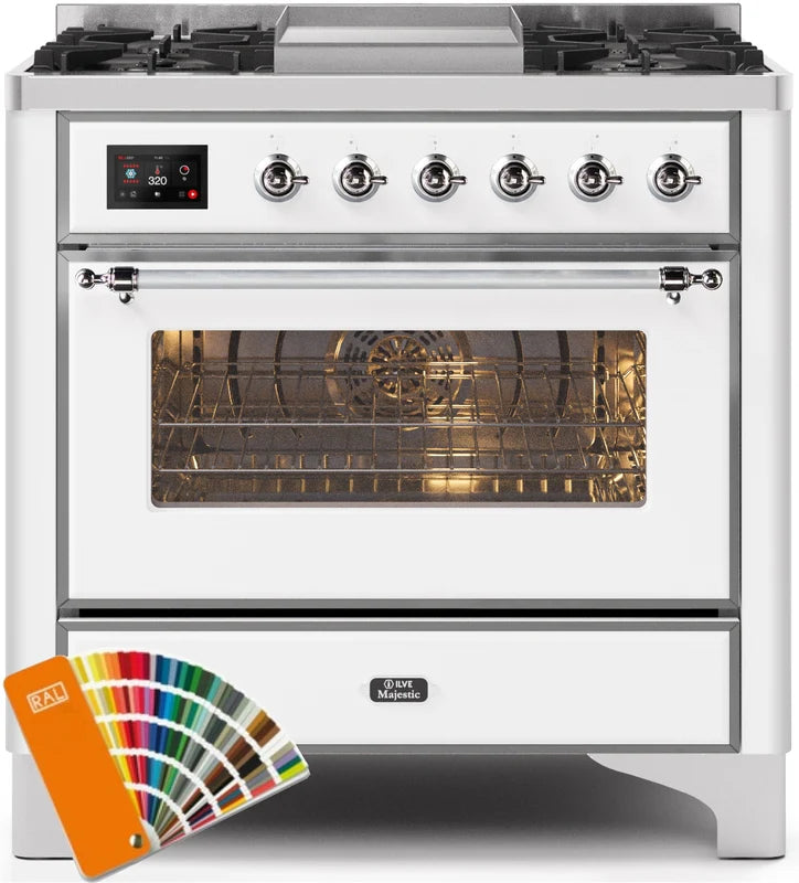 36 Dual Fuel Propane Gas Range with Chrome Trim M74839
