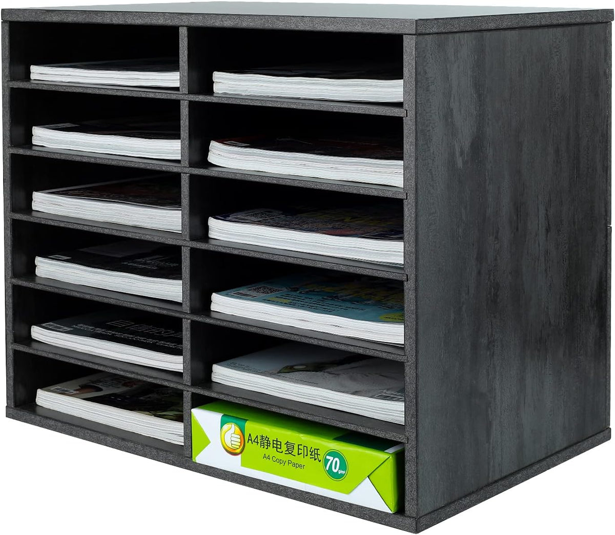Wood Desktop Literature Organizer 12 Compartments Pack of 2 S702441