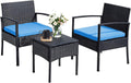 3 PCS Patio Rattan Chair Set with Conversation Table Q805
