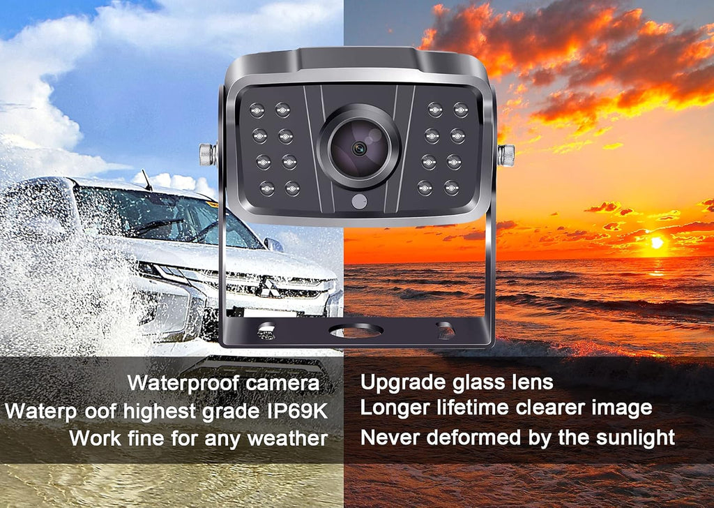 Wireless Backup Camera HD 1080P Dual Rear View Cameras System with 7 Inch DVR Monitor U738