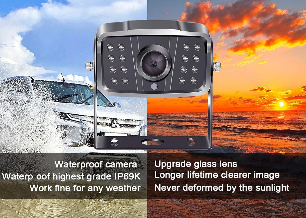 Wireless Backup Camera HD 1080P Dual Rear View Cameras System with 7 Inch DVR Monitor U738