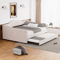 Beige Tufted Upholstered Full Daybed with Trundle Y61803