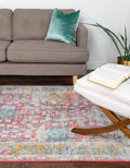 Pink Transitional Floral Rug U986