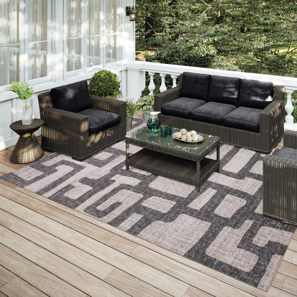 Grey 10' x 14' Non-Skid Area Rug W968