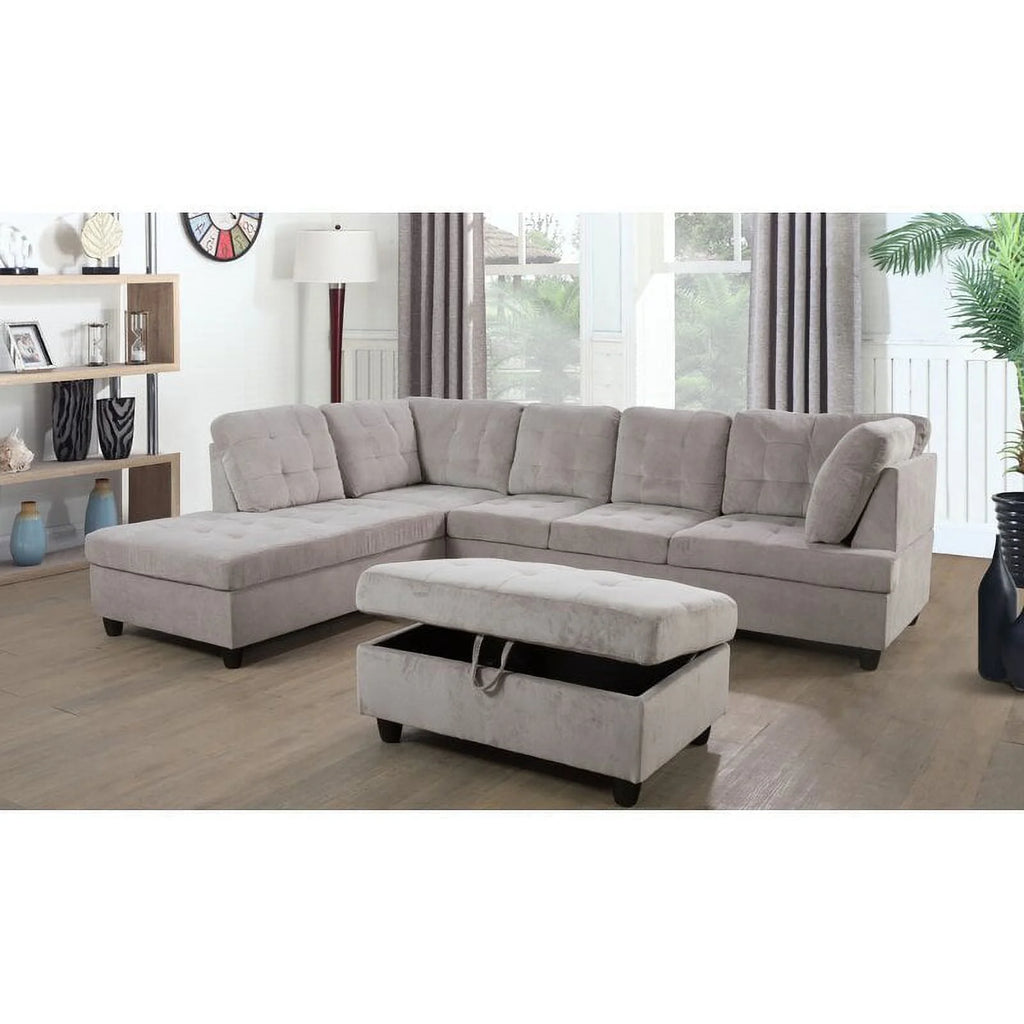 Gray Left Hand Facing Sectional with Ottoman Q746334