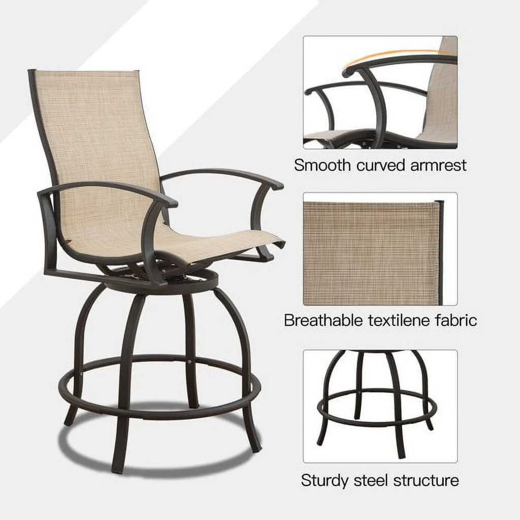 3 Piece Swivel Bar Stools and Table Patio Bistro Set O515947