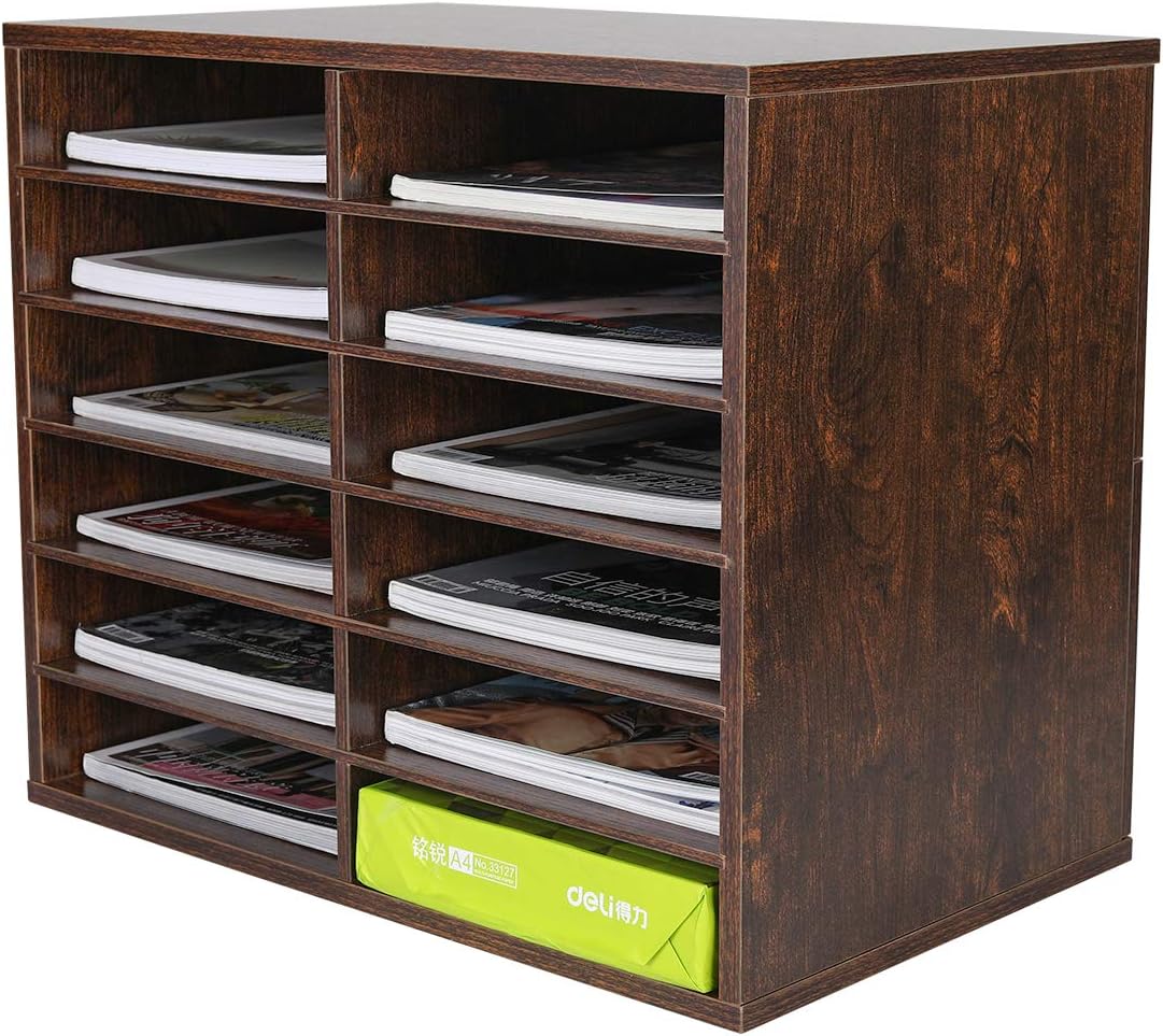 Wood Desktop Literature Organizer 12 Compartments Pack of 2 S702441