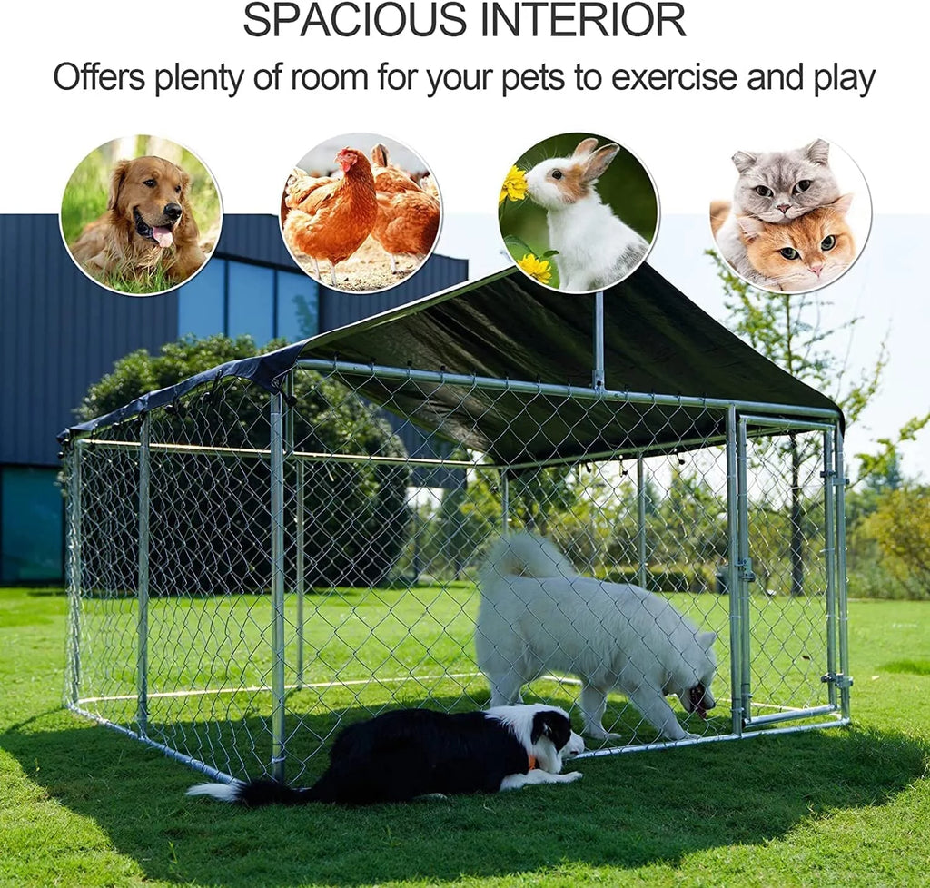 Outdoor Dog Kennel with Black UV & Water Resistant Cover W2010