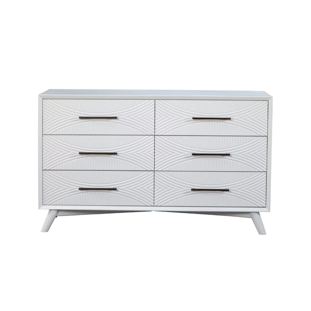 White Mahogany Wood 6 Drawer Dresser Z9288
