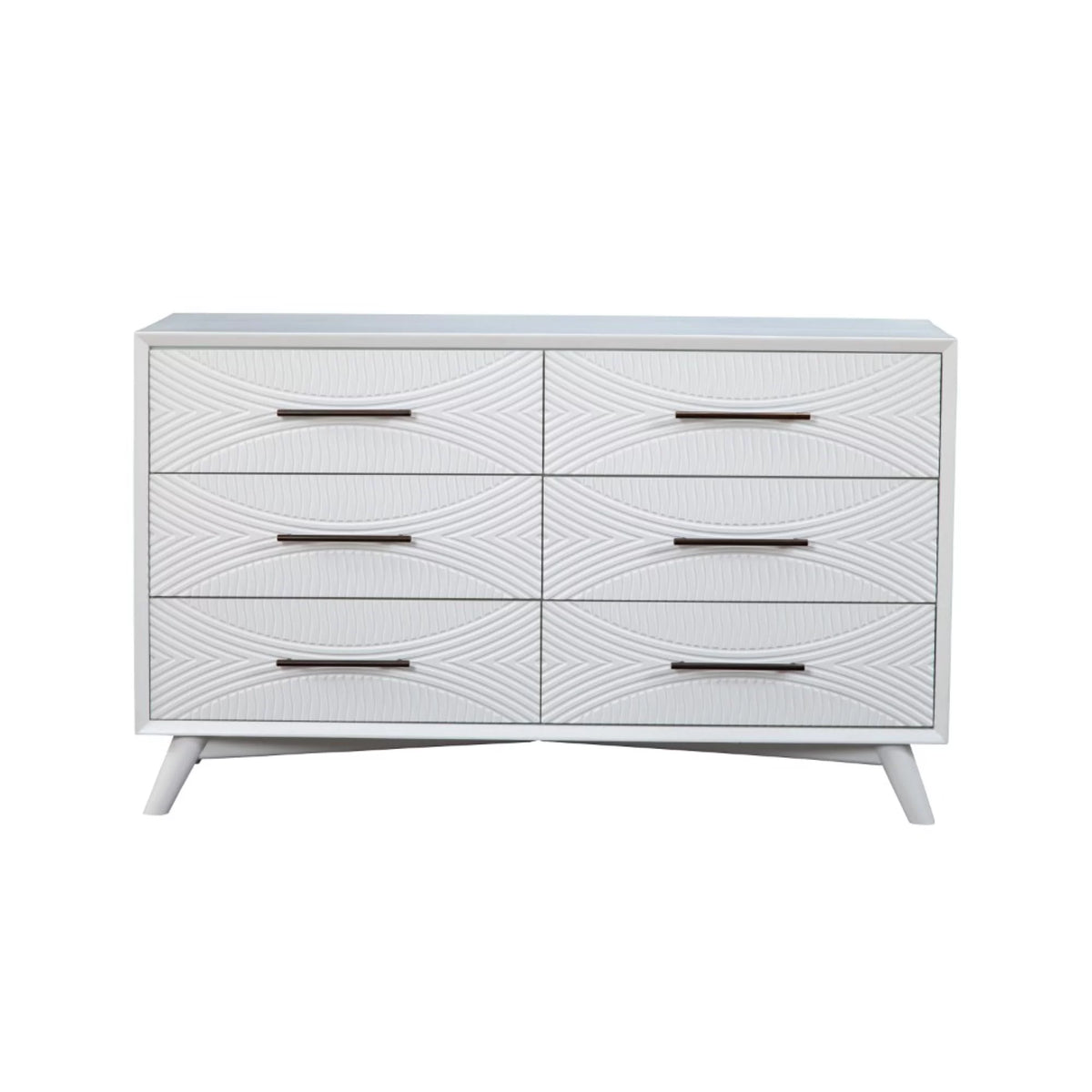 White Mahogany Wood 6 Drawer Dresser Z9288