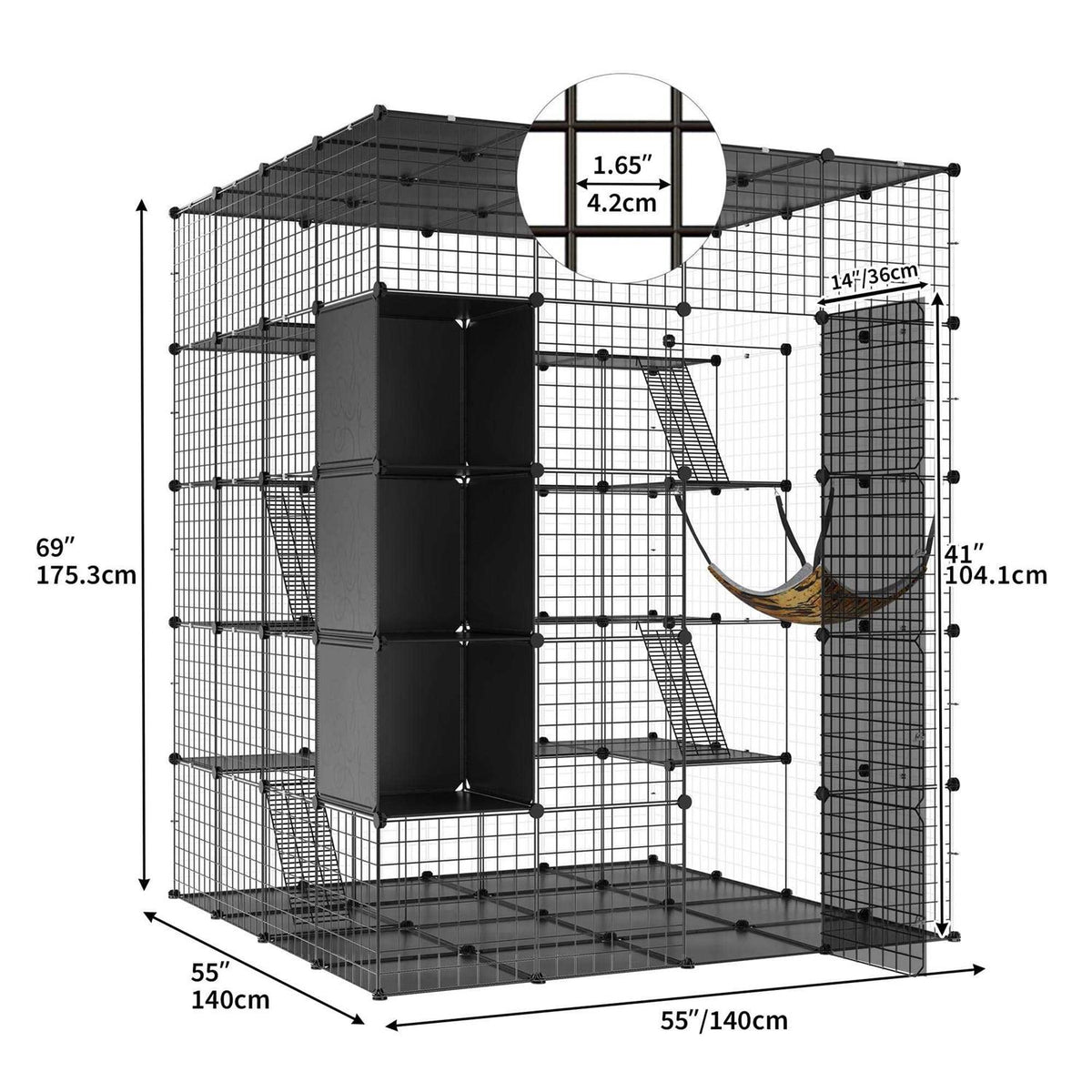 Large 5-Tier Cat Cage with Hammock B587412