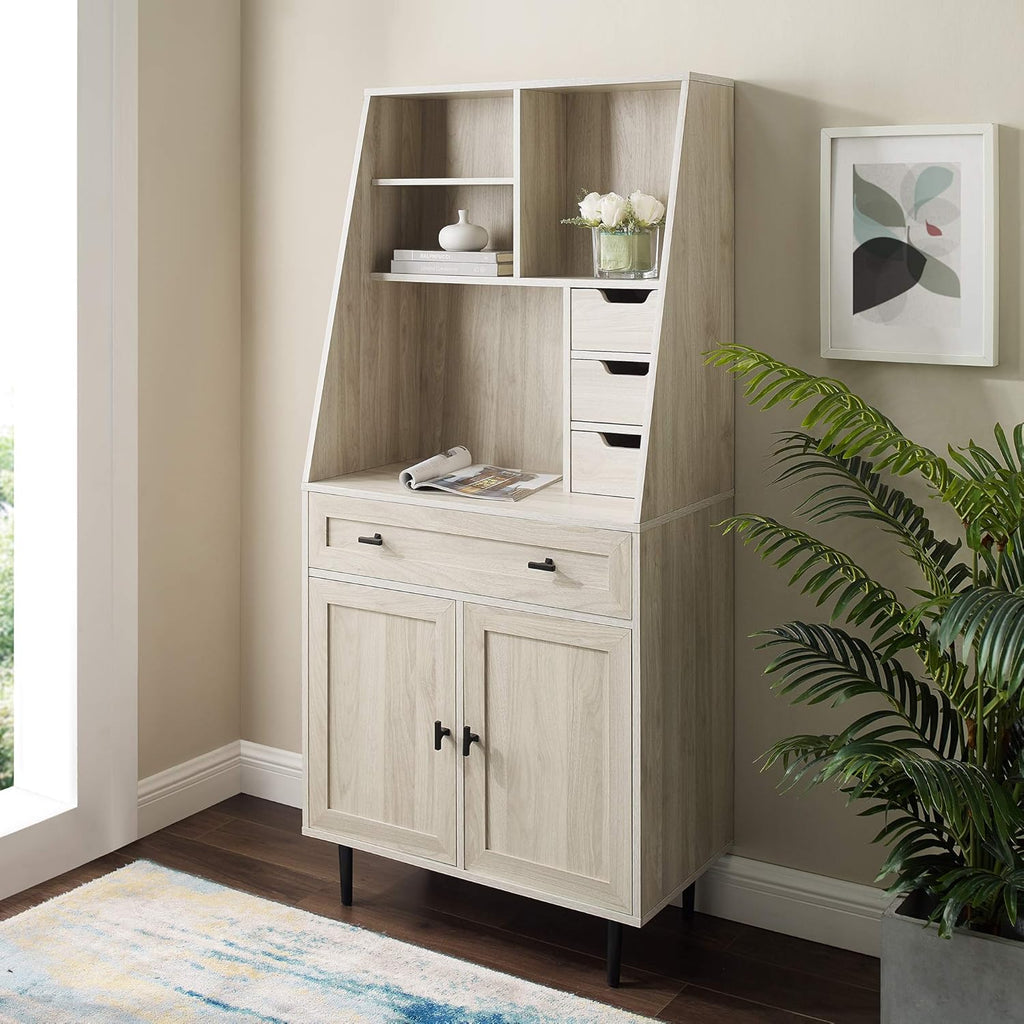 Dark Walnut Wood Secretary Desk with Hutch X611622