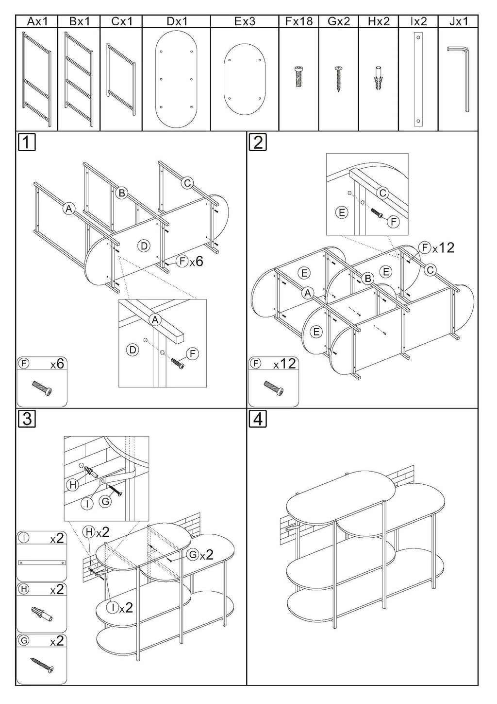 4-Tier Marble White Storage Shelf Z67956