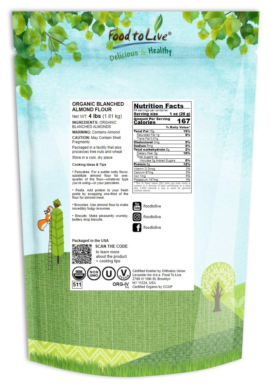 Organic Blanched Almond Flour, 4 Pounds M663805