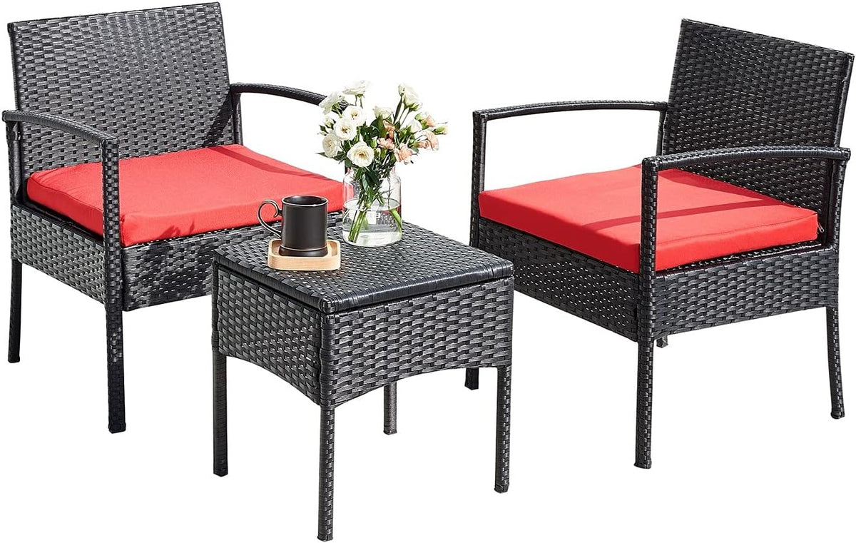3 PCS Patio Rattan Chair Set with Conversation Table Q805