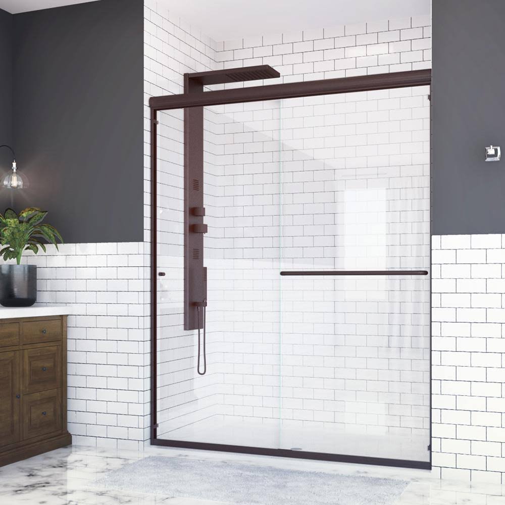 Oil Rubbed Bronze Bypass Frameless Shower Door T232209