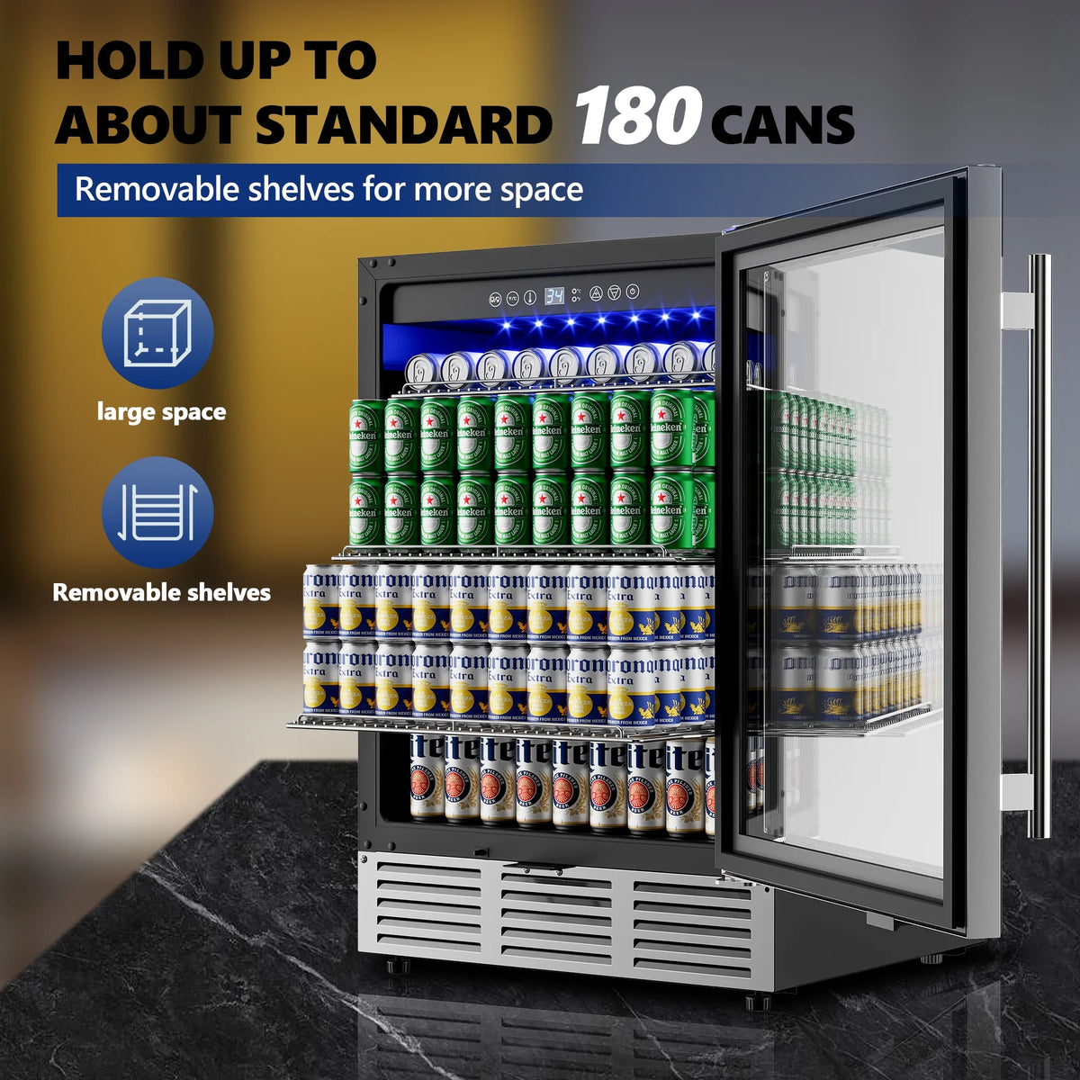 15 Beverage Cooler 32 Bottle Wine Fridge Glass Door F136653