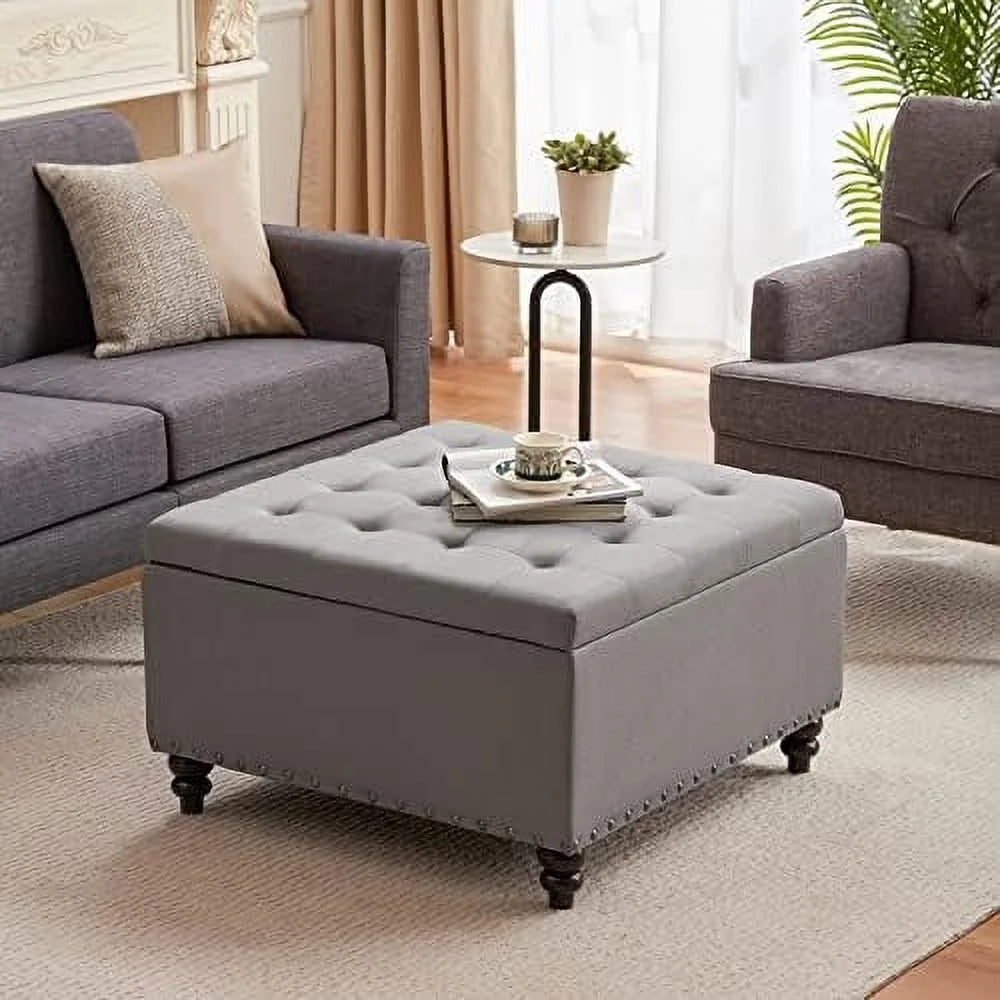 Blue Oversized Tufted Ottoman K41142