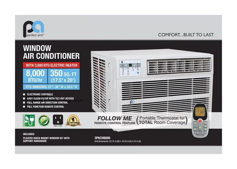 8,000 BTU Window Air Conditioner with Electric Heater G786783