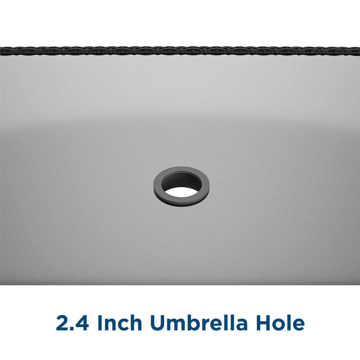 Black Wicker Dining Table with Glass Top and Umbrella Hole W6797