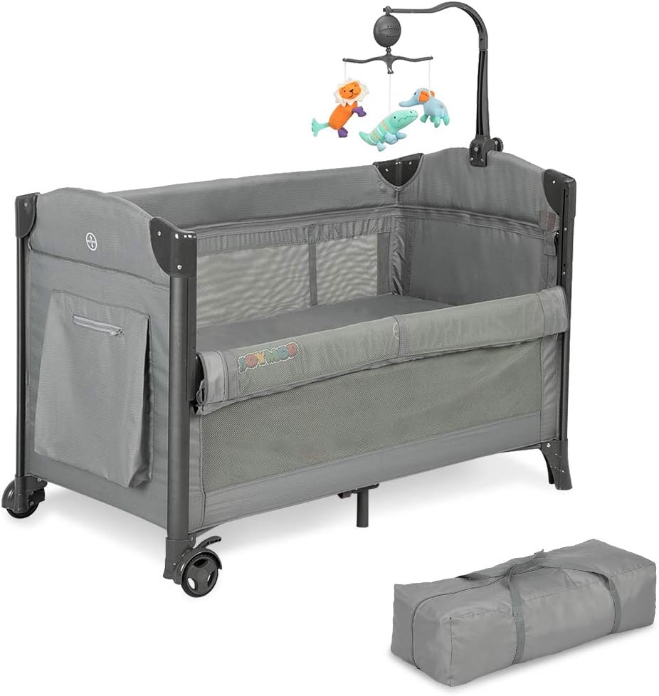 3 in 1 Baby Bedside Sleeper with Mattress and Carry Bag Y42878