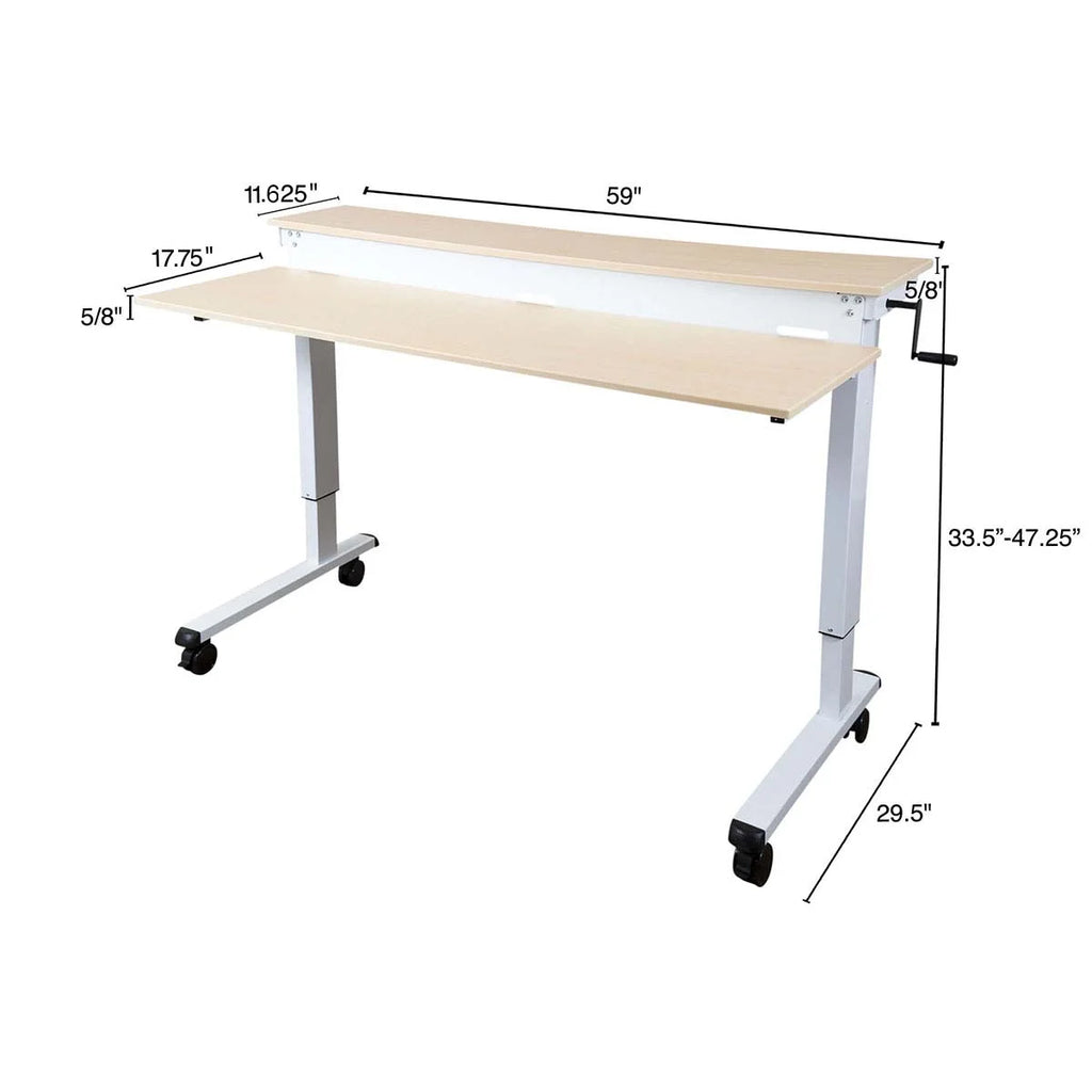 60" Two-tier Crank Adjustable Sit to Stand Desk K3779