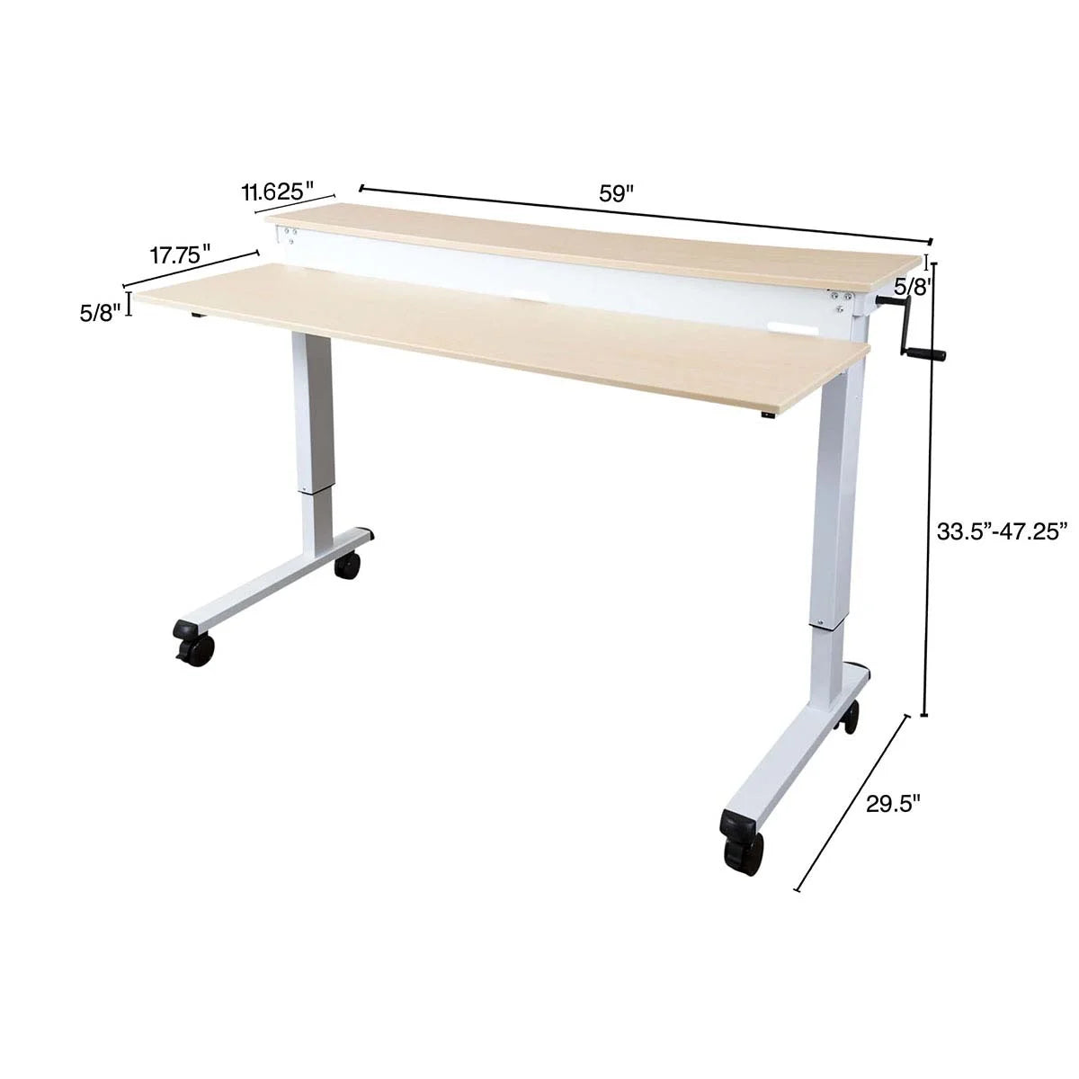 60" Two-tier Crank Adjustable Sit to Stand Desk K3779