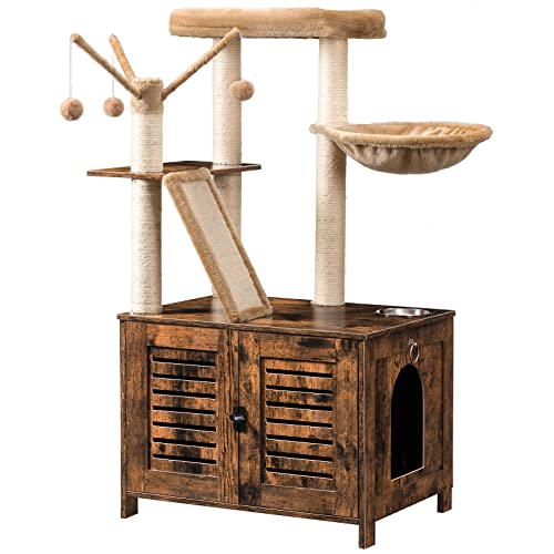 44" Tall Wooden Cat Tree with Litter Box Enclosure T55132