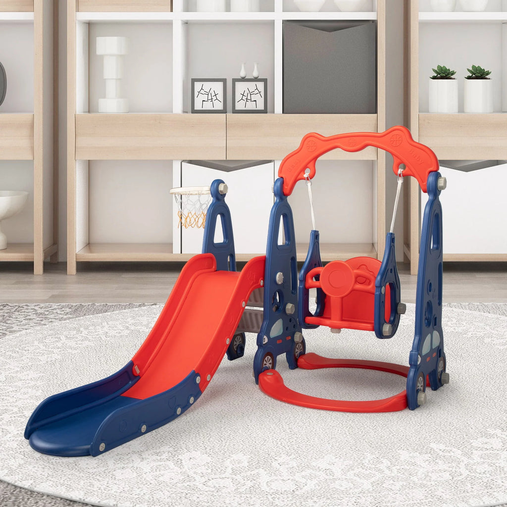 4 in 1 Slide and Swing Set with Basketball Hoop X869238