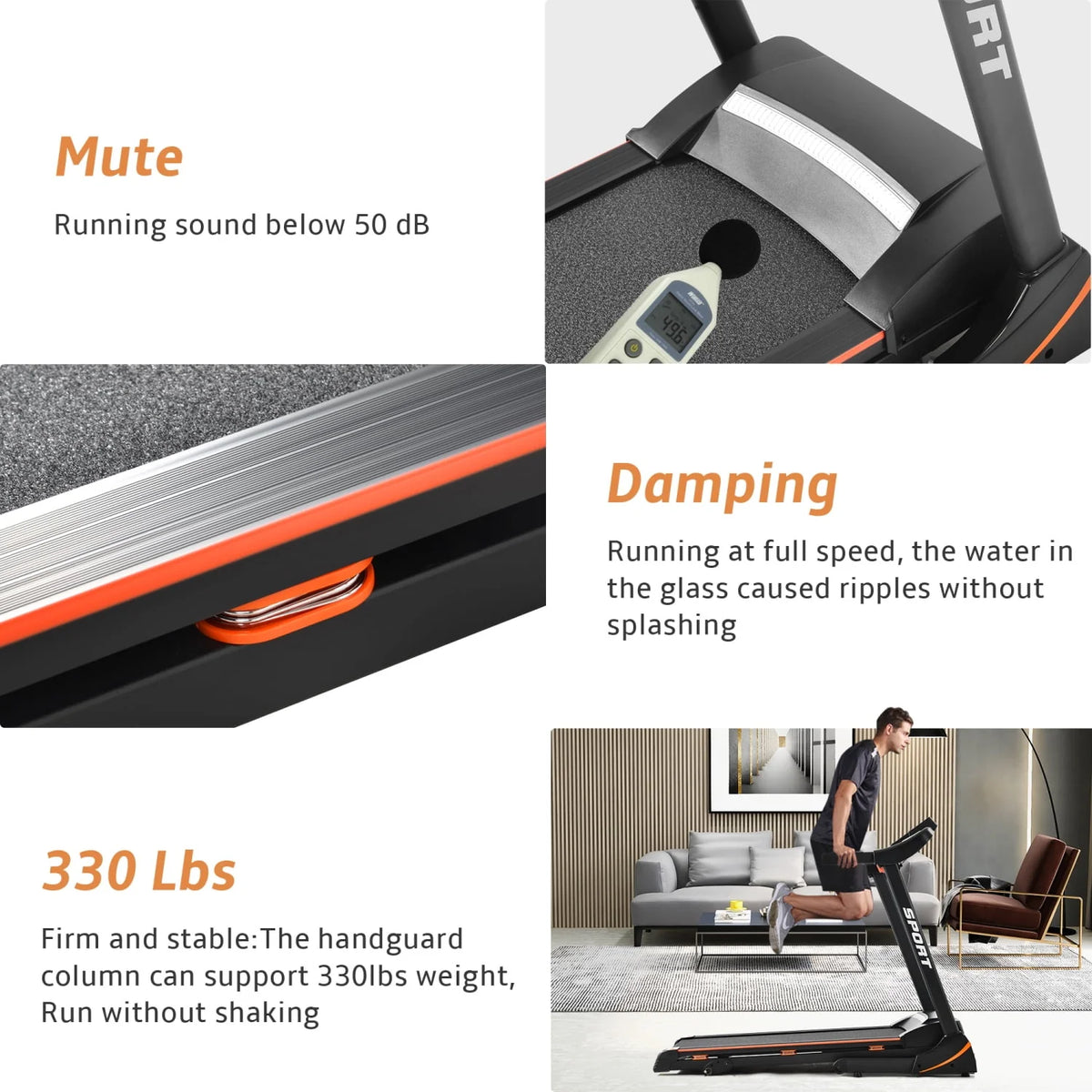 3.5 HP Folding Treadmill 330 LB Capacity N290747