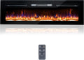 60 Electric Fireplace, Recessed & Wall Mounted, Ultra Thin, Low Noise, Remote Control, 1500W, Black M10094