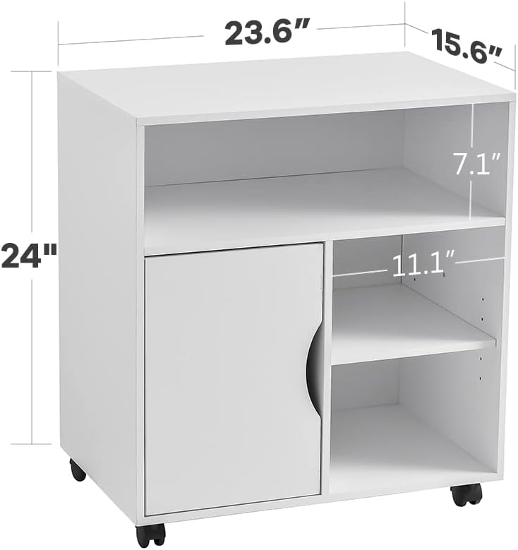 File Cabinet Printer Stand with Wheels and 3 Open Shelves K923
