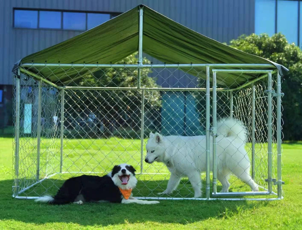 Outdoor Dog Kennel with Black UV & Water Resistant Cover W2010