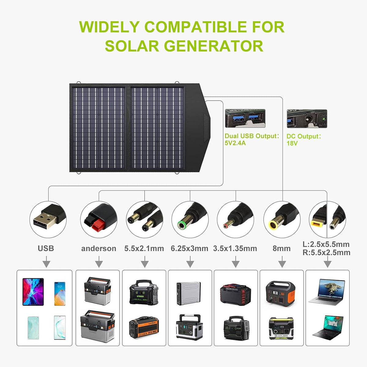 60W Foldable Monocrystalline Waterproof IP66 Portable Solar Panel S59355