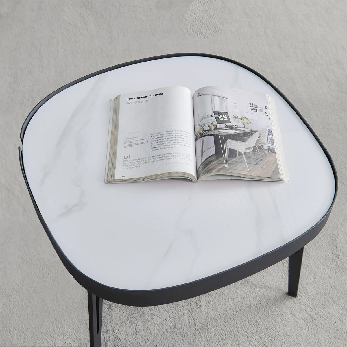 Black Metal Frame Sintered Stone Coffee Table Q8032