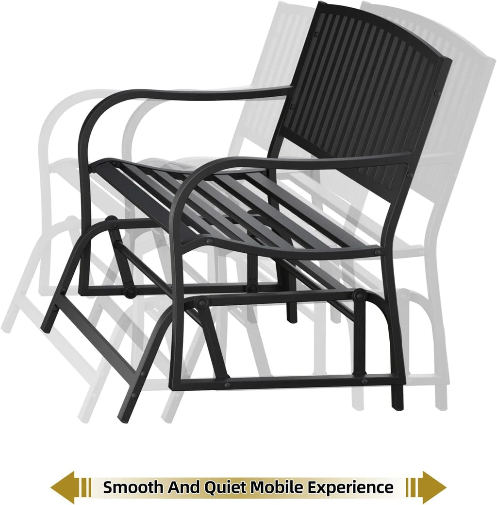Black Metal Outdoor Glider Bench B1180