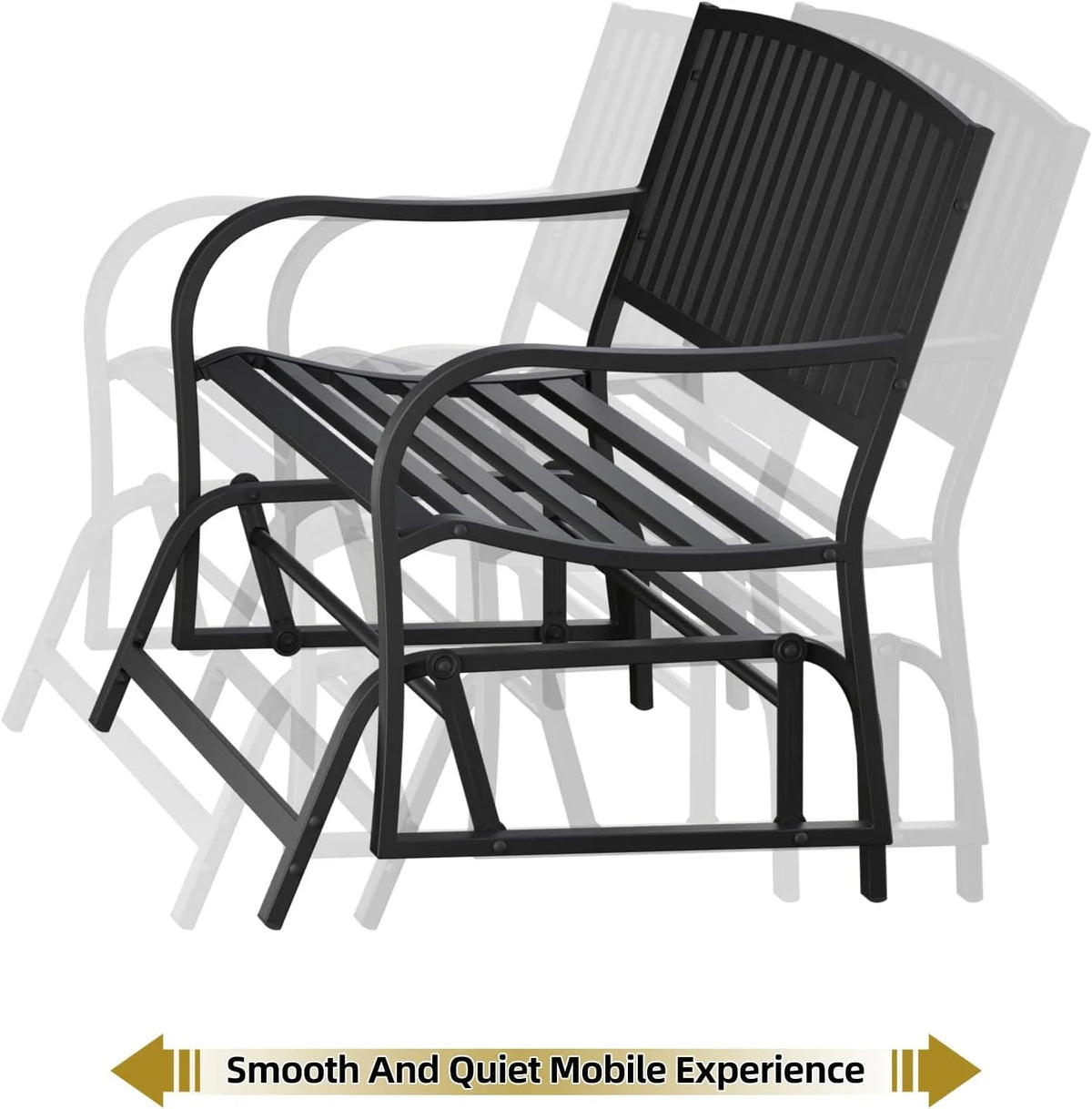 Black Metal Outdoor Glider Bench B1180