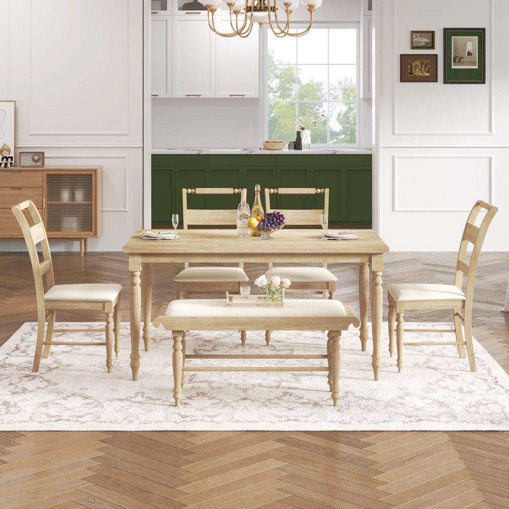 6-Piece Dining Set with Upholstered Chairs and Bench X99445