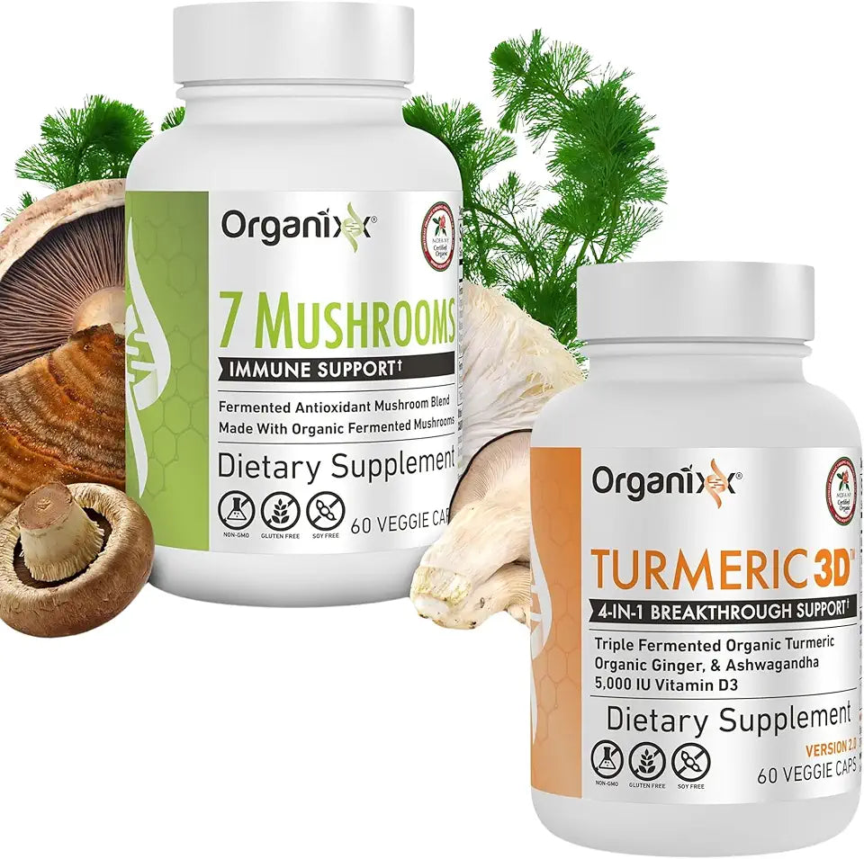 Turmeric Curcumin & Organic Mushroom Supplement 60 Vegetarian Capsules M371595