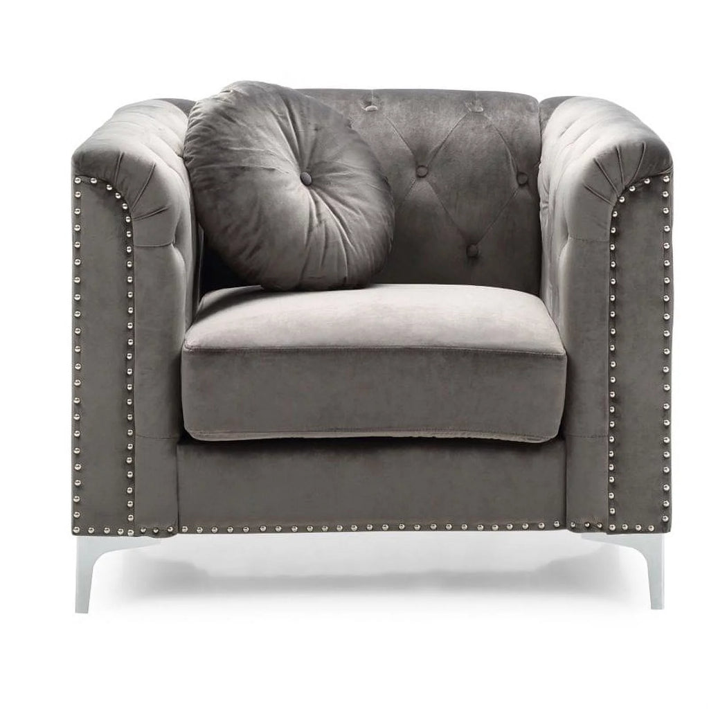 Velvet Sofa Chaise and Chair 2-Piece Set Dark Gray V284