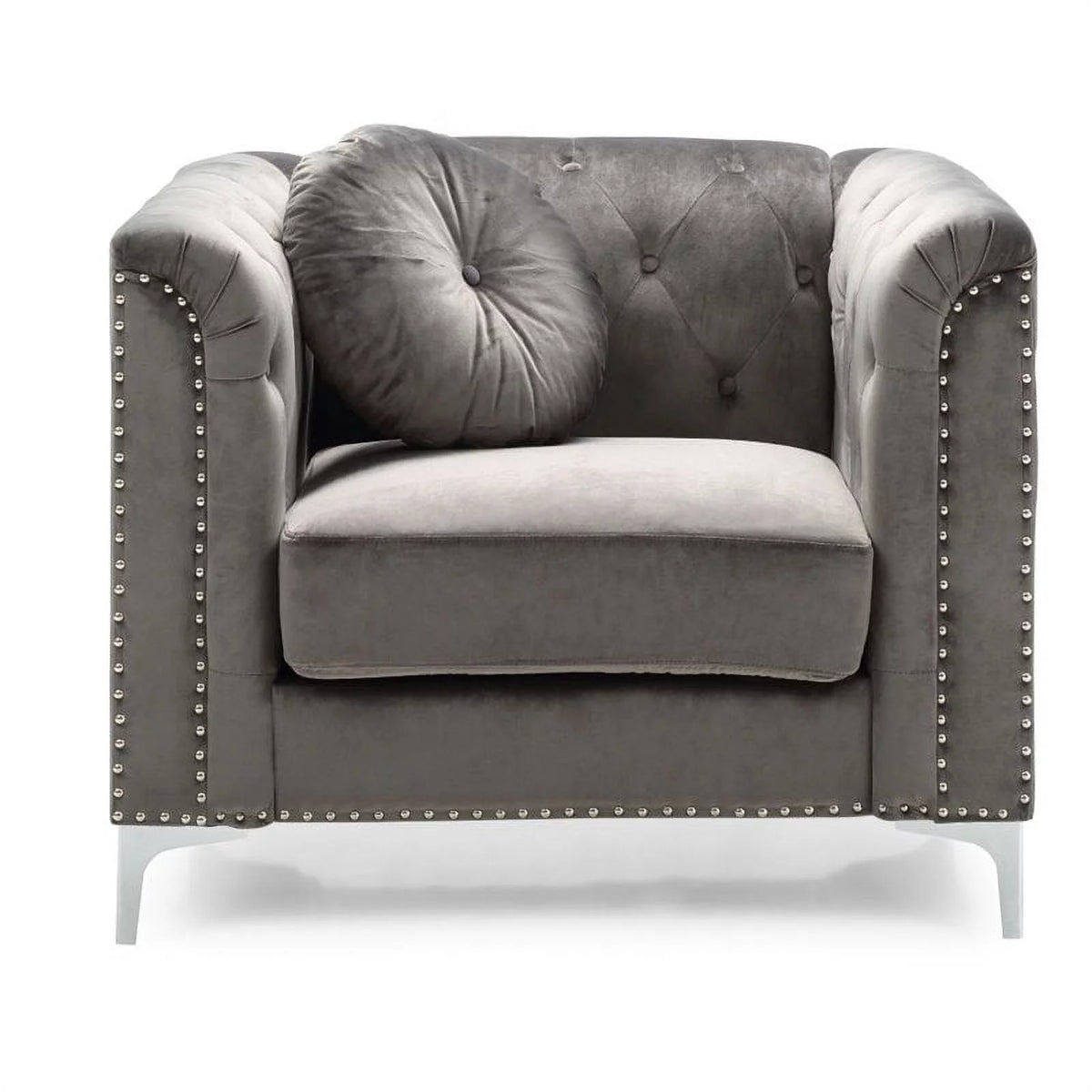 Velvet Sofa Chaise and Chair 2-Piece Set Dark Gray V284