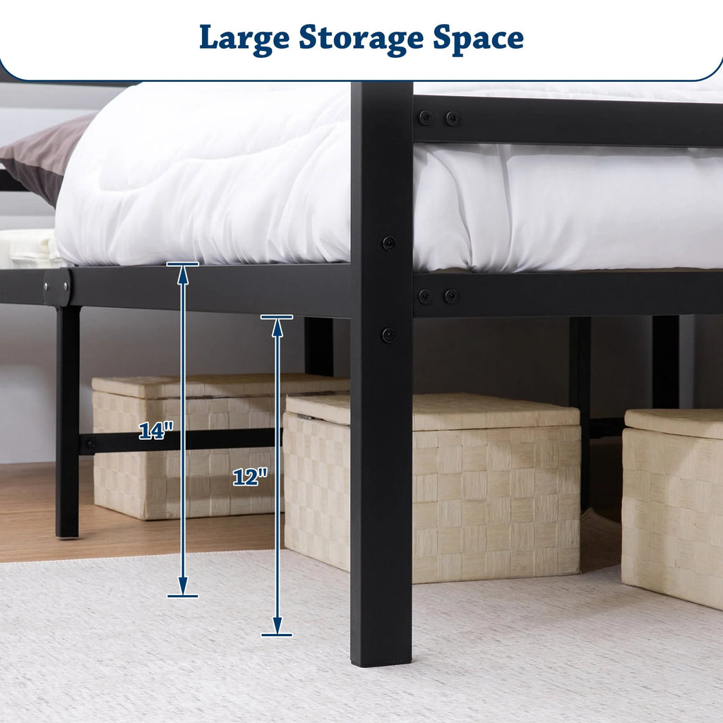 King 14 Inch Metal Bed Frame with Headboard and Footboard V247